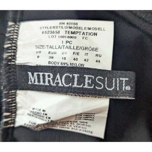 Miraclesuit "Temptation" Plunge One-Piece Swimsuit, Size 8 - Picture 2 of 4